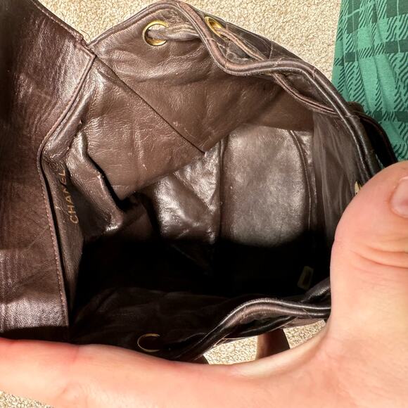 Chanel Matelasse Chain Backpack Duma Lambskin CC Logo Chocolate Brown Vintage - Picture 11 of 16